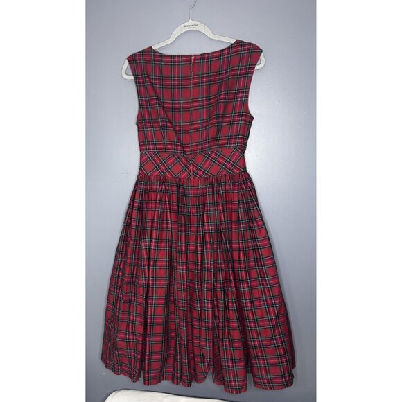 ModCloth Dress Womens 8 Red Tartan Plaid Fit & Flare Midi Holiday Party Retro - Picture 16 of 16